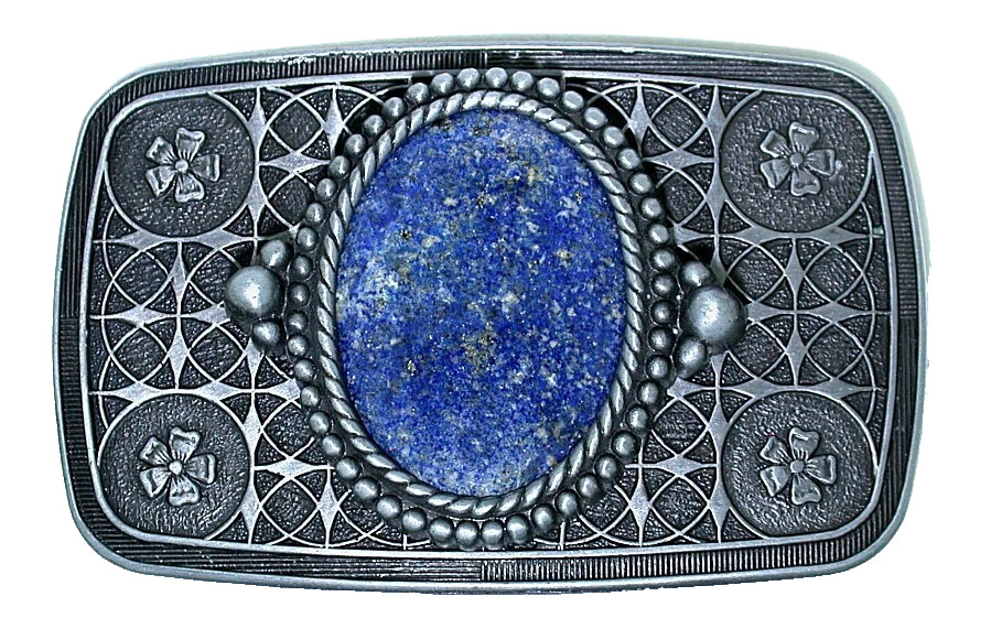 Lapis 40×30 Oval Cab Pewter Color 3 3/10 x 2 1/10 Inch Belt Buckle EBS5538/61125