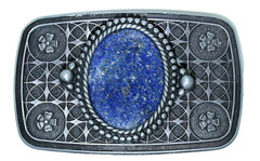 Lapis 40×30 Oval Cab Pewter Color 3 3/10 x 2 1/10 Inch Belt Buckle EBS5538/61125