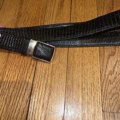 L.F.B. Black Lizard Skin Belt Self Locking Buckle Vintage 42”