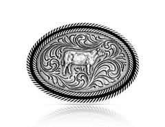 Montana Silversmiths Belt Buckle Show Steer Antiqued Silver A1051S