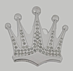 Papa Crown Belt Buckle Feathers Silver Metal Rhinestone High-end Fashion Quality
