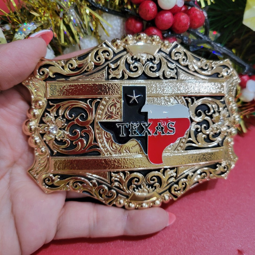 Texas Concho Western belt Buckle Rose Gold Silver Heavy Zinc Alloy