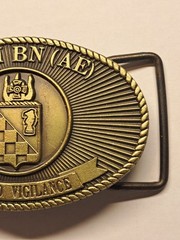 3D MI BN (AE) Belt Buckle Gold Tone Winged Vigilance Military Army Brass