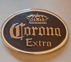 Corona Belt Buckle with Bottle Opener On Reverse – Black Enameled