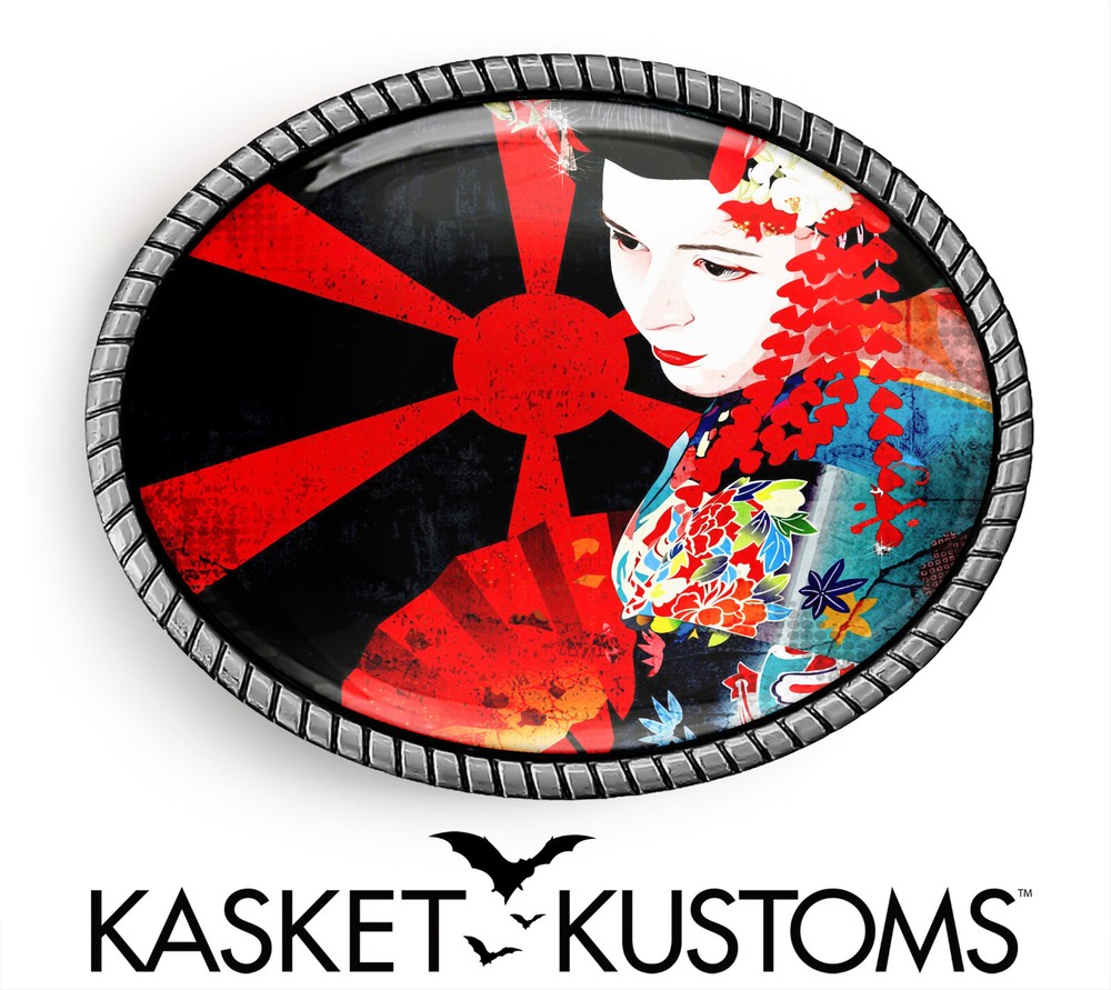 Geisha Girl Belt Buckle – Japanese Oriental Art Handmade Oval Buckle – 272-3