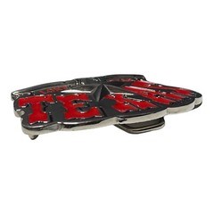 Lone Star State Texas Bull Horns Longhorn Red Letter Belt Buckle Western Country