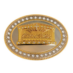 Bling Rhinestones Jesus Last Supper Gold Chrome Belt Buckle Buckles