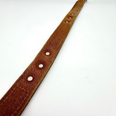 Mens Vintage Western Belt 29-34 Leather Brown Painted Coin Concho