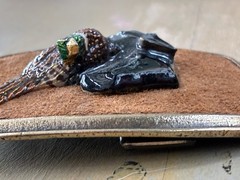 3-D Labrador Retriever Ringneck Pheasant Suede Belt Buckle