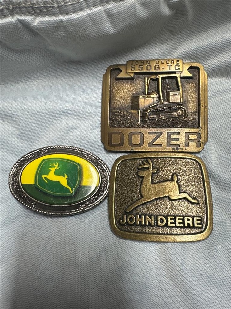 Three Vintage John Deere Belt Buckles
