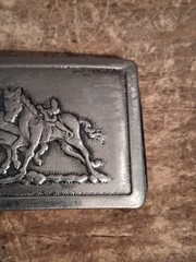 Vintage Belt Buckle Western Steer Wrestling Cowboy Rodeo Pressed 70s