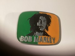 Vintage Bob Marley Rasta Green & Yellow Jamaica Colors 100% Metal Belt Buckle
