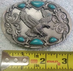 Arroyo Grande Belt Buckle Southwest Style Eagle Turquoise Colored As Is No clip