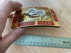 Western Buckle Gold Silver Red Running Horse Cowboy 2 » Hebilla Vaquero