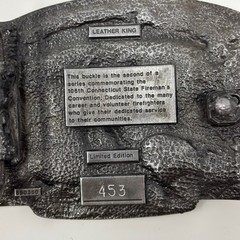 Leather King 106th Connecticut State Fireman&rsquo;s Convention Belt Buckle 1989 #453