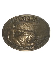 Crazy Horse Black Hills South Dakota Korczak SC Solid Brass Belt Buckle ADM Oval