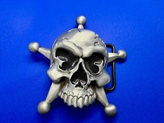 Creepy Skull Grinning Teeth Five Point Star Gothic Punk Cutout Belt Buckle