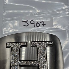 Silver Tone Letter H Rhinestone Initial Belt Buckle Brushed Metal Rectangle