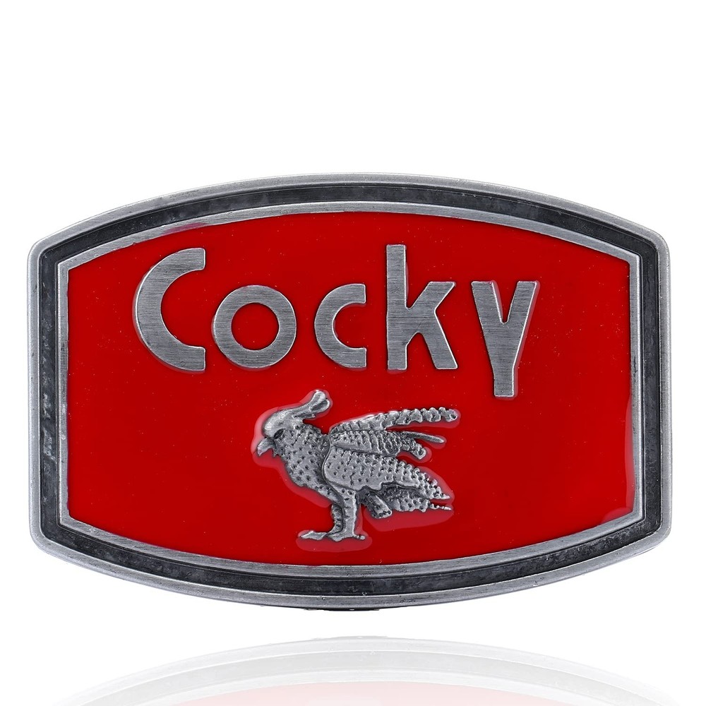Btilasif Cocky Belt Buckle for Men Western Cowboy Funny Medium, 12# Red