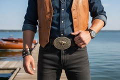 New Men Antique Gold Metal Buffalo Bull OX Buckle Cowboy Western Fashion Rodeo