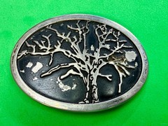 Tree Of Life =Black Enamel Oval Hippy Vibe Belt Buckle To Paint Restore