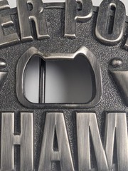 Beer Pong Champ Belt Buckle with Built-in Bottle Opener – Kalan – Pewter Tone