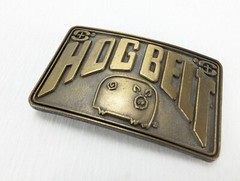 Brass Hog Belt Buckle Charles City Iowa Salsbury Laboratories Farmer Cowboy VTG