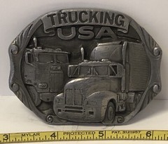 Vintage Belt Buckle TRUCKING USA 1988 C + J Inc. Made in USA