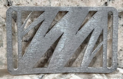 GRIP6 BELT BUCKLE – LIGHTNING BOLT – RAW ALUMINIUM – 1.5 INCH WIDE