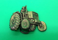 Vintage Farmer Tractor Brass Belt Buckle