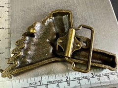 Winged Gun Flying Pistol Handgun Figural Cutout Brass Tone 4&Prime; Wide Belt Buckle