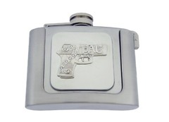 Flask Belt Buckle Gothic Tribal Chrome Western Silver Halloween Tattoo Topac Gun