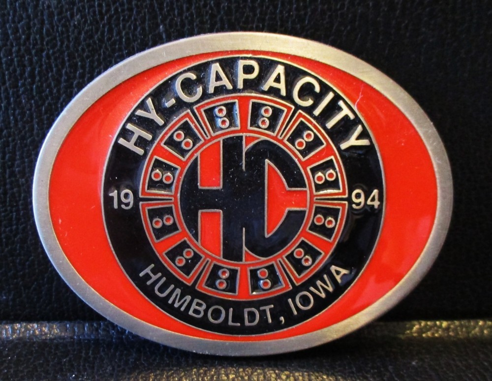 Hy-Capacity HC Humbolt Iowa 1994 Pewter Belt Buckle Limited Ed Tractor Ag Parts