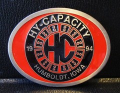 Hy-Capacity HC Humbolt Iowa 1994 Pewter Belt Buckle Limited Ed Tractor Ag Parts
