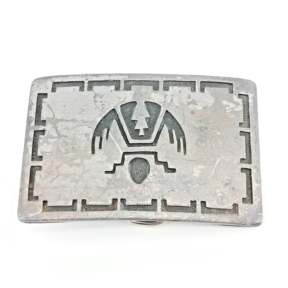 Vintage Thunderbird Belt Buckle Mens Silver Tone Southwestern Metal Rockabilly