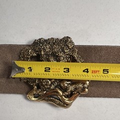 Gold Tone Lion & Floral Metal Bar Belt Buckle for Men, Fits 2 in Belt