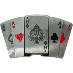 Ace Of Spades Poker Cards Refillable Flip Top Lighter in a Belt Buckle Combo