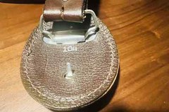 Torel Leather Ram Mountain Goat Belt Buckle Oblong w/ Leather Belt size 44