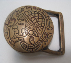 Tech Ether Guild Egyptian Revival Pharaoh Solid Brass 1970s Vintage Belt Buckle