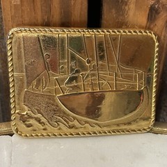 Vintage 70&rsquo;s ~ SAILING / NAUTICAL ~ Antique Brass USA Handcrafted Belt Buckle ~