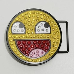 Epic Face Internet Meme Y2K Rhinestone Belt Buckle