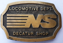belt buckle Norfolk Southern Locomotive Dept. Decatur Shop 3.5&Prime; long