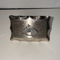 Vintage Brushed / Polished Nickel Horse Head Western Belt Buckle