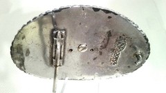 Nocona Western Belt Buckle Silver Gold Floral Oval Letter C