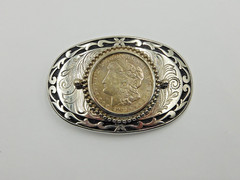 SOUTHWESTERN 1921 MORGAN SILVER DOLLAR BELT BUCKLE / GREAT FATHER&rsquo;S DAY GIFT!