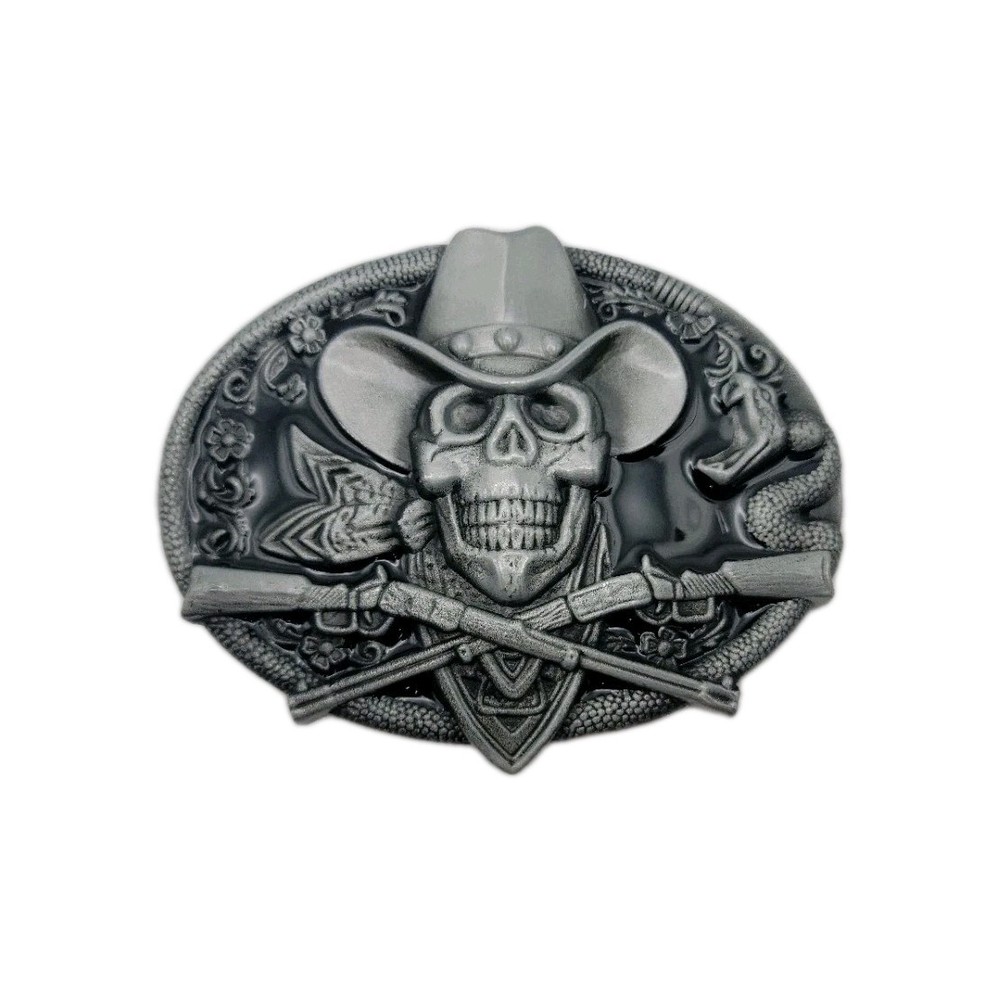 Cowboy Skull Belt Buckle Western Gothic Biker Style Snake Guns Rodeo Punk