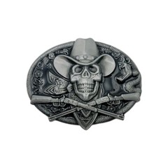 Cowboy Skull Belt Buckle Western Gothic Biker Style Snake Guns Rodeo Punk