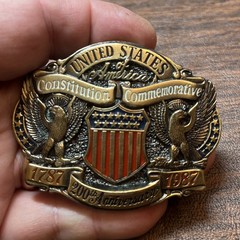 US Constitution Commemorative 3”Brass Belt Buckle 1787-1987 Limited Edition NWOT