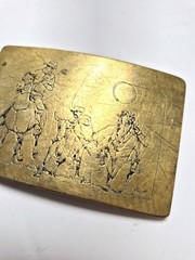 Western Country Cowboy Belt Buckle, Solid Brass, Ampersand Kalamazoo, USA