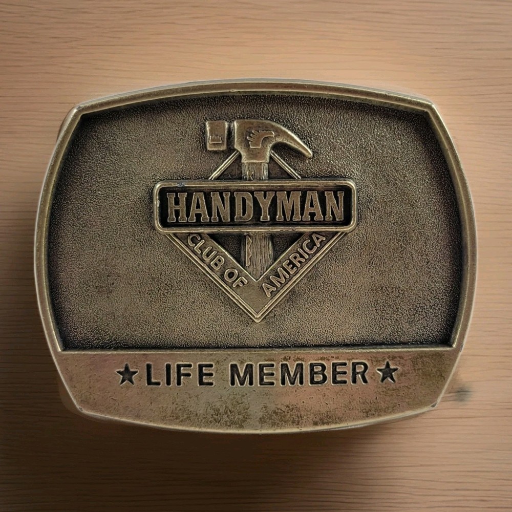 VTG 1996 « Handyman Club of America » Life Member Brass Belt Buckle, Preowned